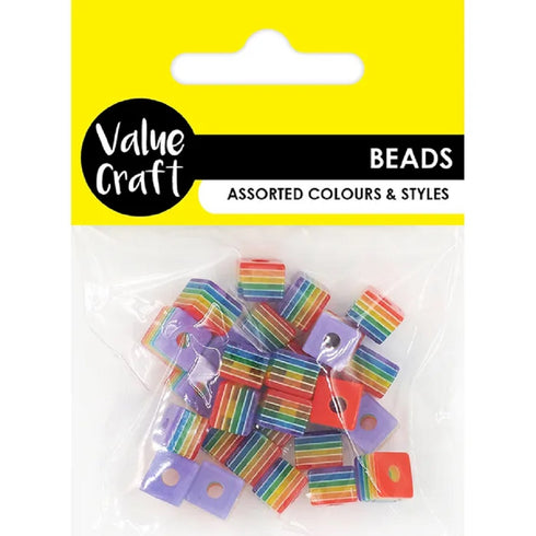 Plastic Square Rainbow Beads